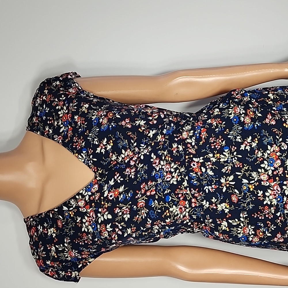 J.Crew Ruffle-front Mini Faux Wrap Dress in Tapestry Blue Floral Size 10 Medium - Picture 8 of 15